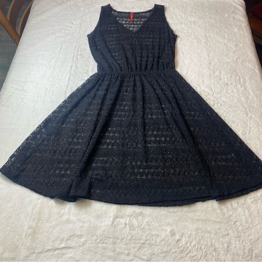 Ruby Ribbon Black Lacy Sleeveless Swim Cover Up Size XS